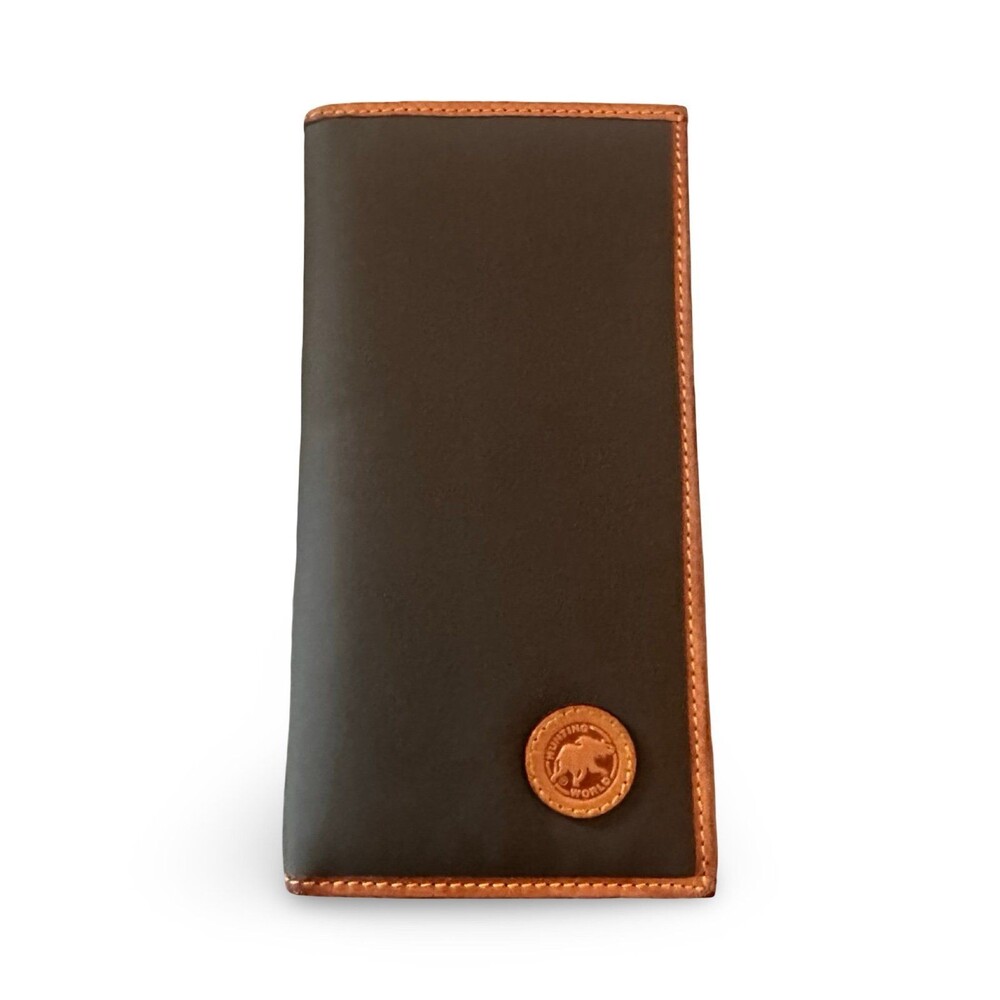 Hunting World ElephanGreen/Tan Wallet Vachetta Leather Nylon Good Vintage Patina